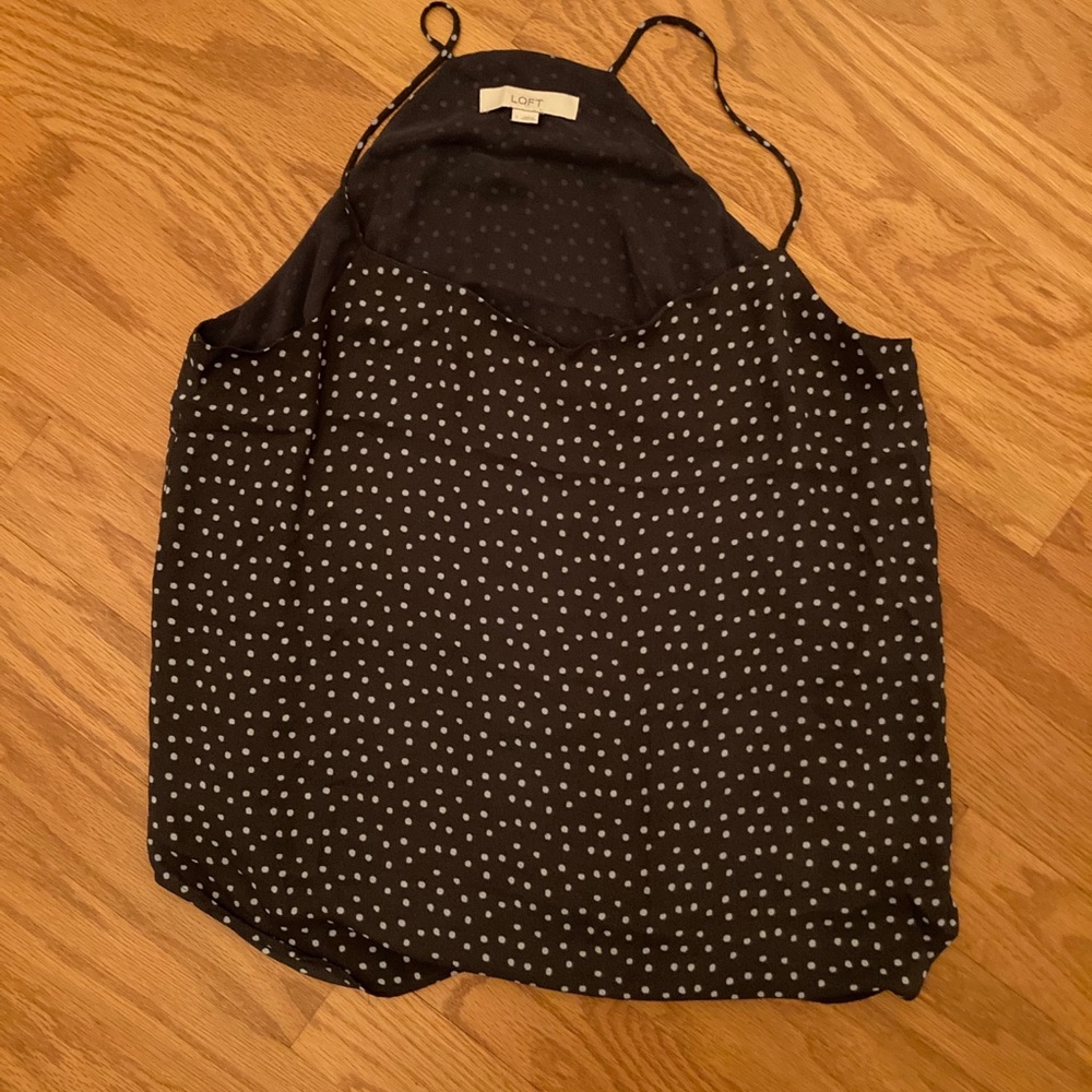 Grey and blue polka dot Loft tank top